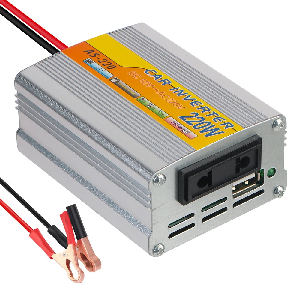 220W Car Power Inverter DC 12V to AC 220V with USB Port Car Power Inverter Axl SILVER