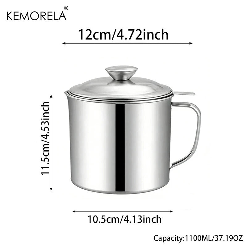 KEMORELA Stainless Steel Oil Filter Pot 1.1/1.3L with Strainer Oil Filter Pot Axl