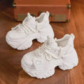 Women's 7CM Chunky Platform Sneakers – Non-Slip Zip Casual Platform Sneakers Axl White 34