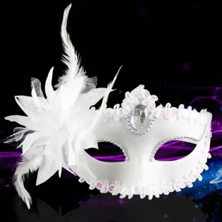 Lace Half Face Mask – Lily Flower Cosplay & Party Accessory Cosplay Face Mask Axl White