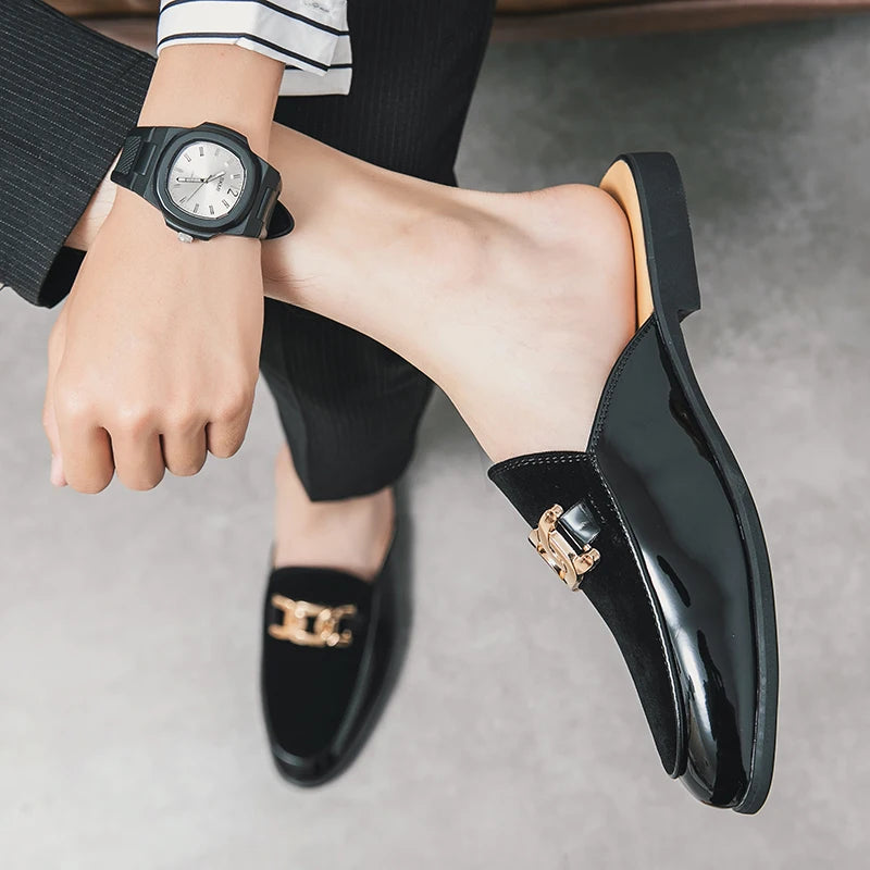 Men's Leather Slip-On Loafers – Luxury Casual Mule Slides Men's Slip-On Loafers Axl