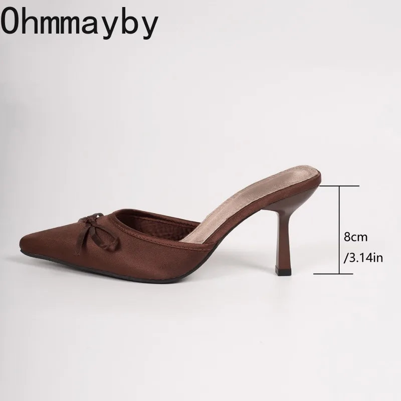 Women's Pointed Toe High Heel Mule Slides – Slip-On Pumps High Heel Mule Slides Axl