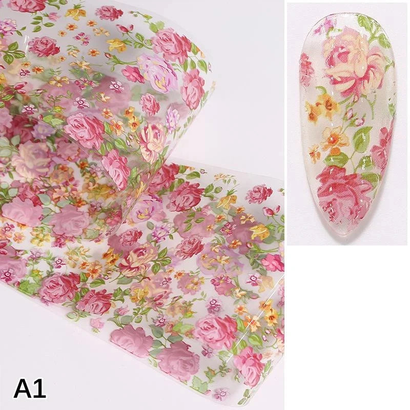 Floral Rose Nail Transfer Foil Stickers – DIY Nail Art Wraps Nail Art Stickers Axl A1
