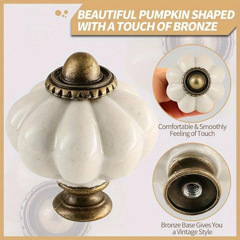 6-Pack White Pumpkin Cabinet Knobs – Vintage Drawer Pulls Cabinet Knobs Axl