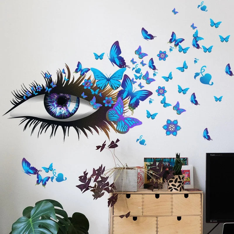 Girl Eyes & Butterfly Wall Decals – Bedroom Wall Stickers Wall Decal Sticker Axl