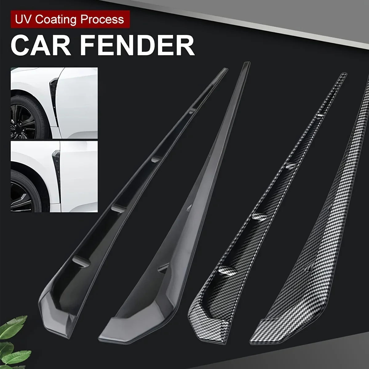 Carbon Fiber Fender Side Vent Trim 2Pcs – Universal Car Grille Fender Vent Trim Axl