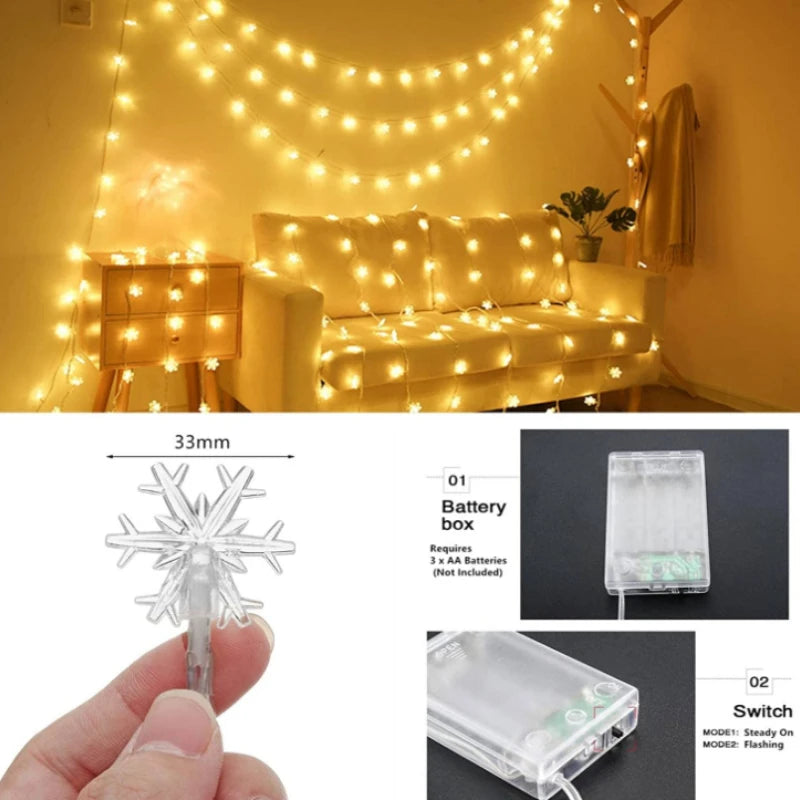 Snowflake LED Christmas Garland Hanging Tree Ornaments Christmas Ornaments Axl