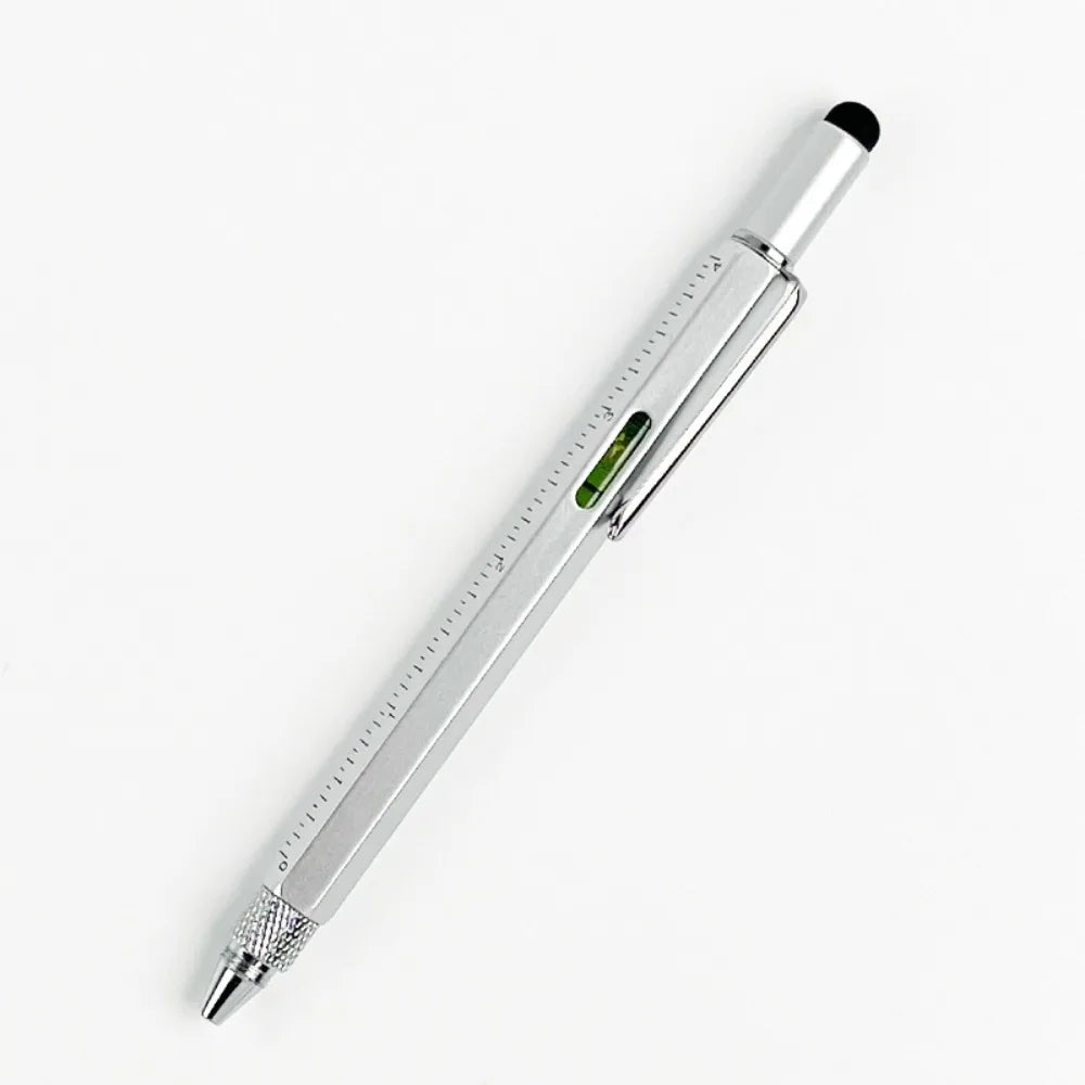 6-in-1 Metal Multi-Tool Pen – Spirit Level, Ruler & Ballpoint Multi-Tool Ballpoint Pen Axl Silver