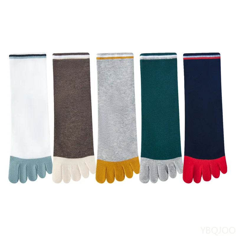 Men's Cotton Split Toe Socks – 5 Pairs Mid-Calf Five Finger Five Finger Socks Axl 5 pairs mixed color One Size 5 pairs