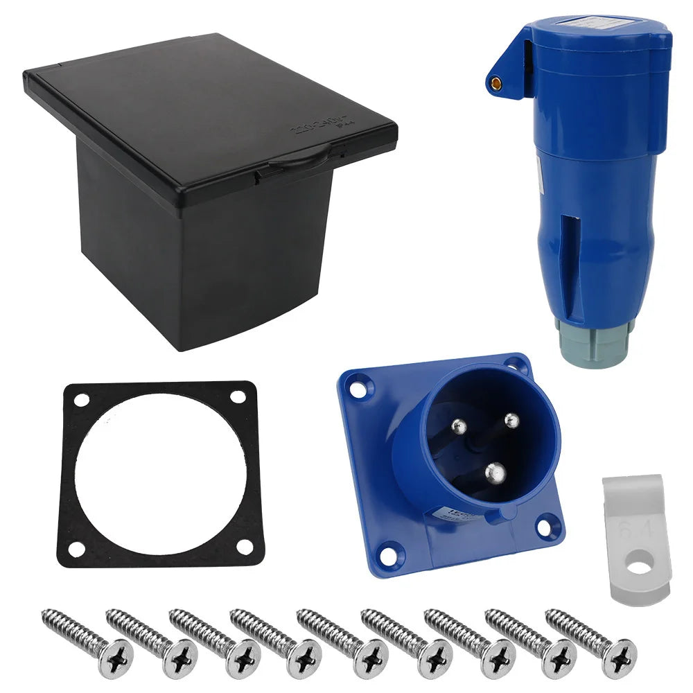 Waterproof 16A 240V Flush Hook-Up Plug Socket for RV & Marine Waterproof Power Socket Axl Socket and Plug