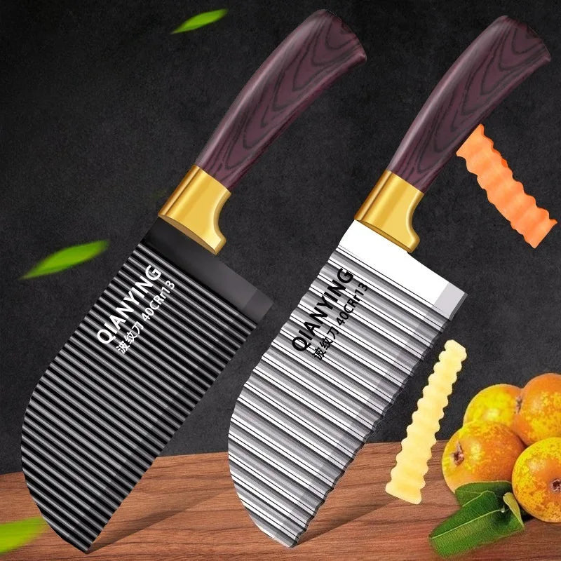 Wavy Crinkle Cut Knife – Stainless Steel Vegetable Pattern Slicer Crinkle Cut Knife Axl