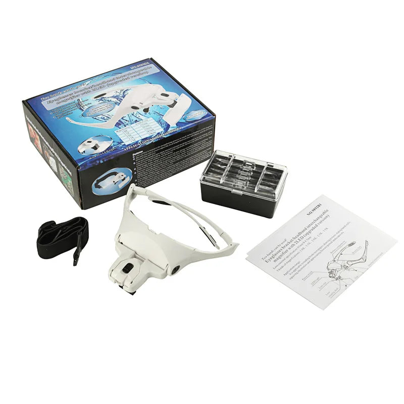 Headband Magnifier – 2 LED Lights & 5 Lenses (1x–3.5x) Headband Magnifier Axl