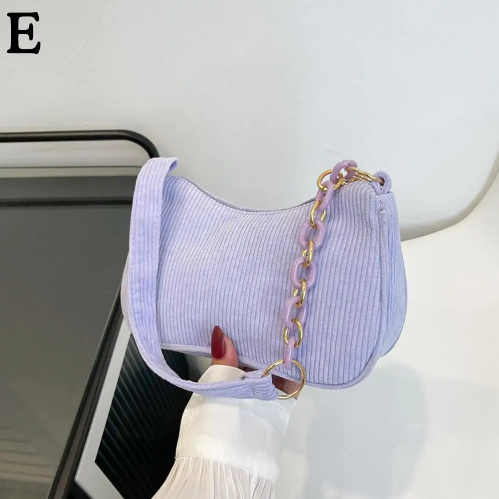 Women's Mini Corduroy Shoulder Bag – Half Moon Purse Mini Shoulder Bag Axl E S