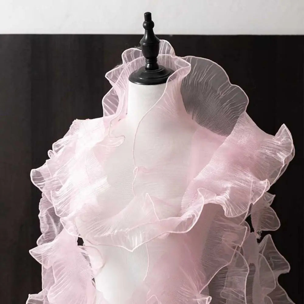 1 Yard Pleated Lace Ribbon 12cm Wide – Ruffle Sewing Trim Pleated Ruffle Ribbon Axl dark pink