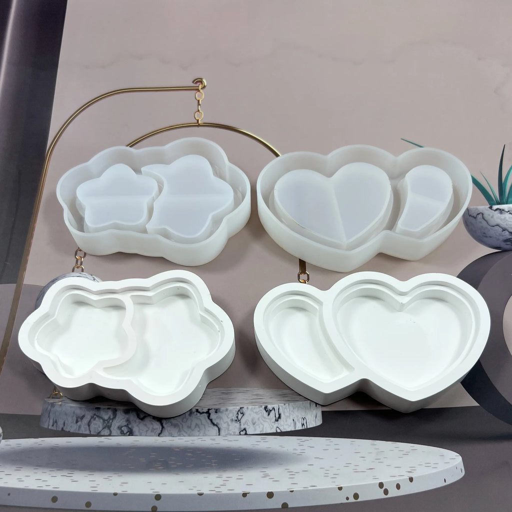 Silicone Resin Molds – Heart, Star & Cloud Coaster Tray DIY Silicone Craft Mold Axl