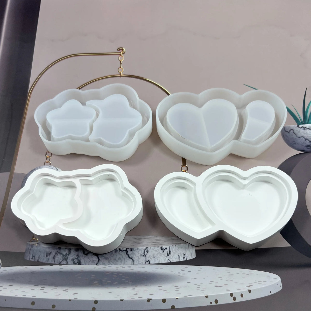 Silicone Resin Molds – Heart, Star & Cloud Coaster Tray DIY Silicone Craft Mold Axl