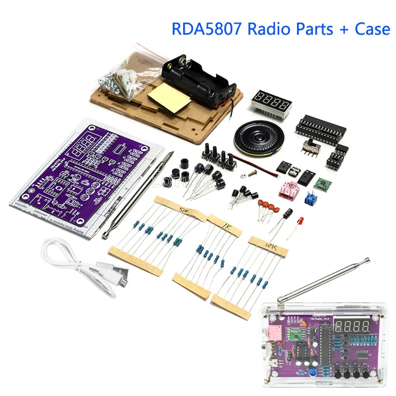 DIY FM Radio Soldering Kit RDA5807S 87–108MHz Dual Power Supply Electronics DIY Kit Axl Default Title
