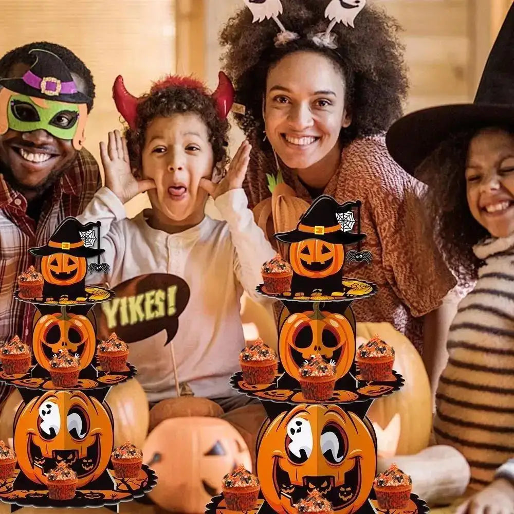 Halloween Pumpkin Multi-Layer Paper Cake Stand | Dessert Rack Halloween Cake Stand Axl