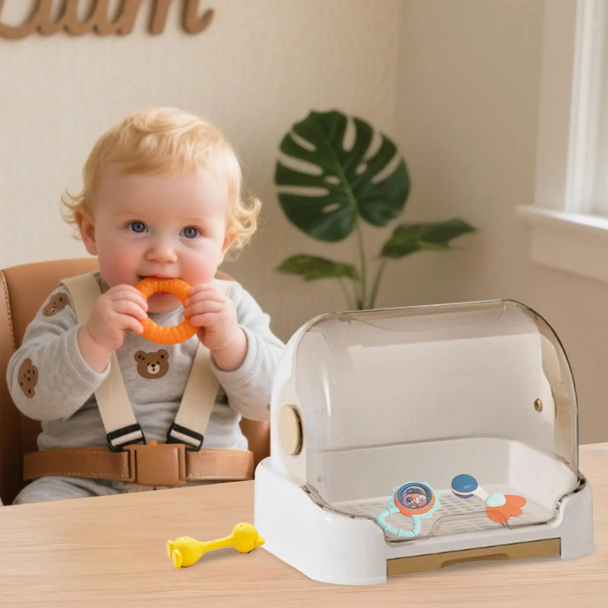 Baby Bottle Organizer with Drain Tray & Dustproof Lid Baby Bottle Organizer Axl