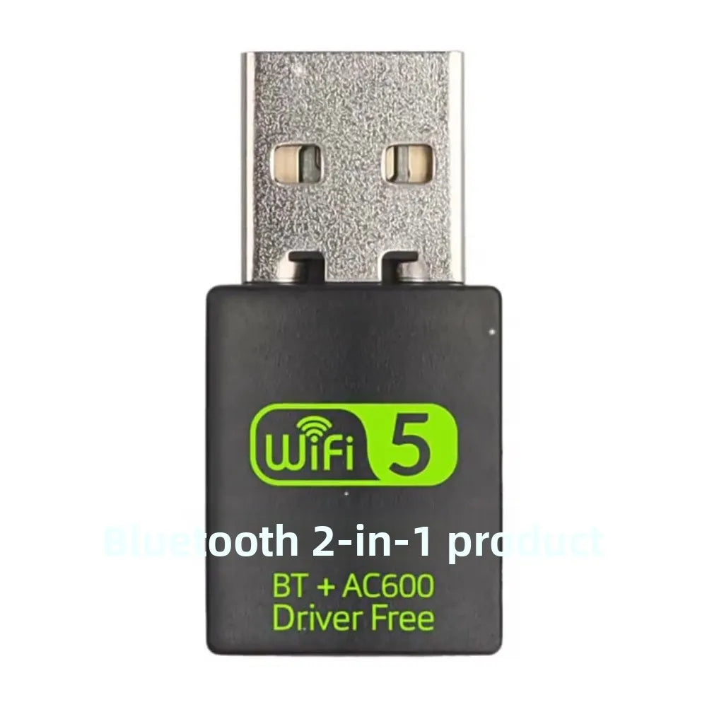 600Mbps Dual Band WiFi & Bluetooth 5.0 USB Adapter – No Driver USB WiFi Adapter Axl