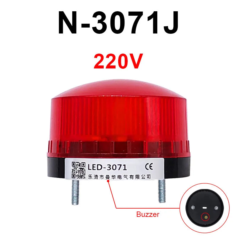 LED Strobe Warning Light with Buzzer | 12V 24V 220V IP44 Strobe Warning Light Axl Red-220V-Buzzer