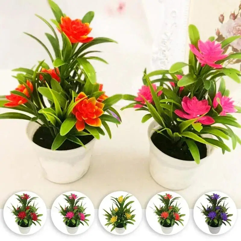 Multi-Color Artificial Lotus Flower with Pot | Home Decor Artificial Flower Decor Axl