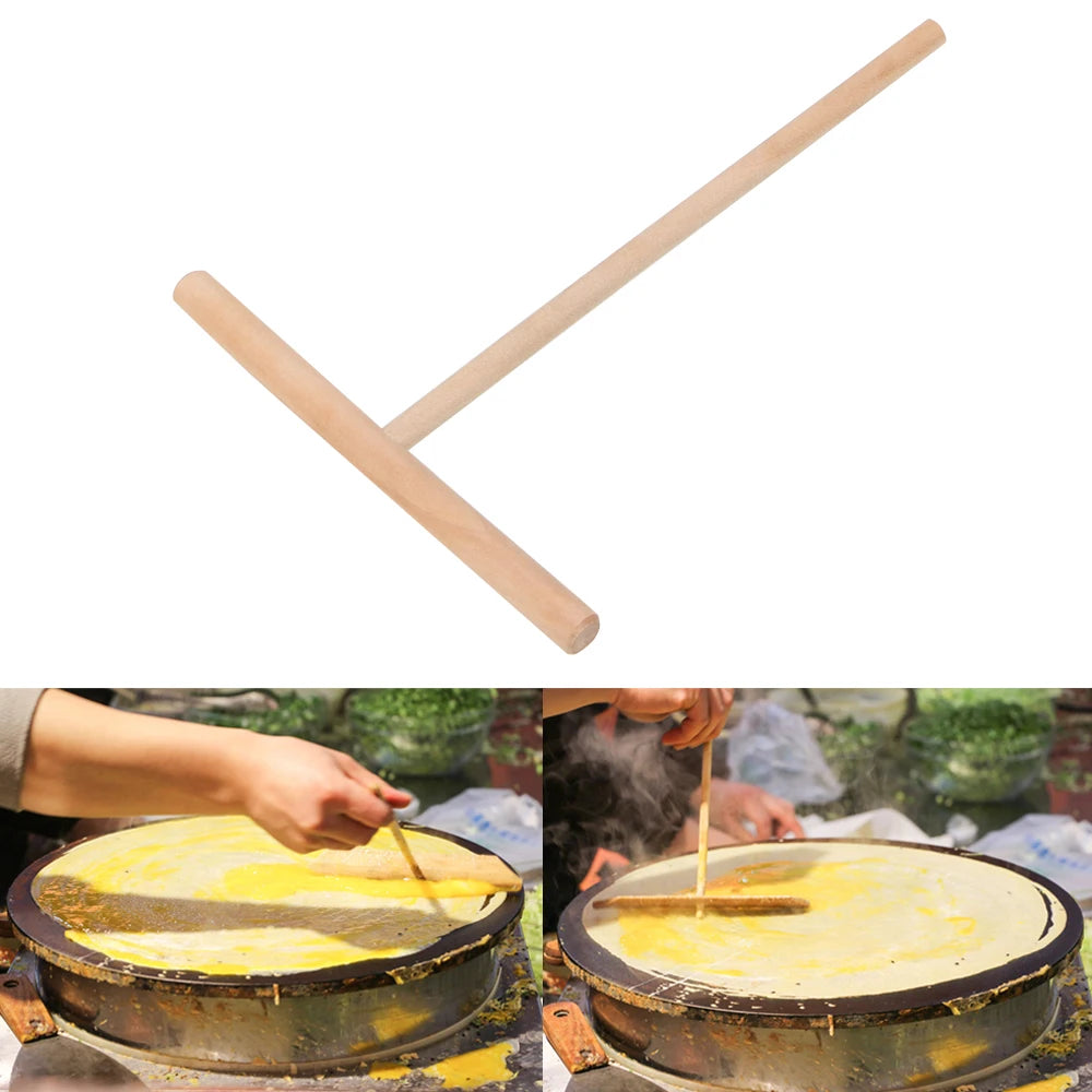 Wooden Pancake Batter Spreader – T-Shape Crepe Maker Tool Batter Spreader Tool Axl