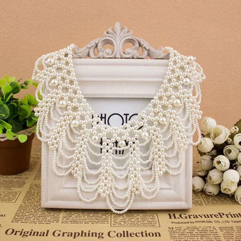 Pearl Beaded Lace Detachable Collar Necklace for Wedding Dress Detachable Collar Necklace Axl