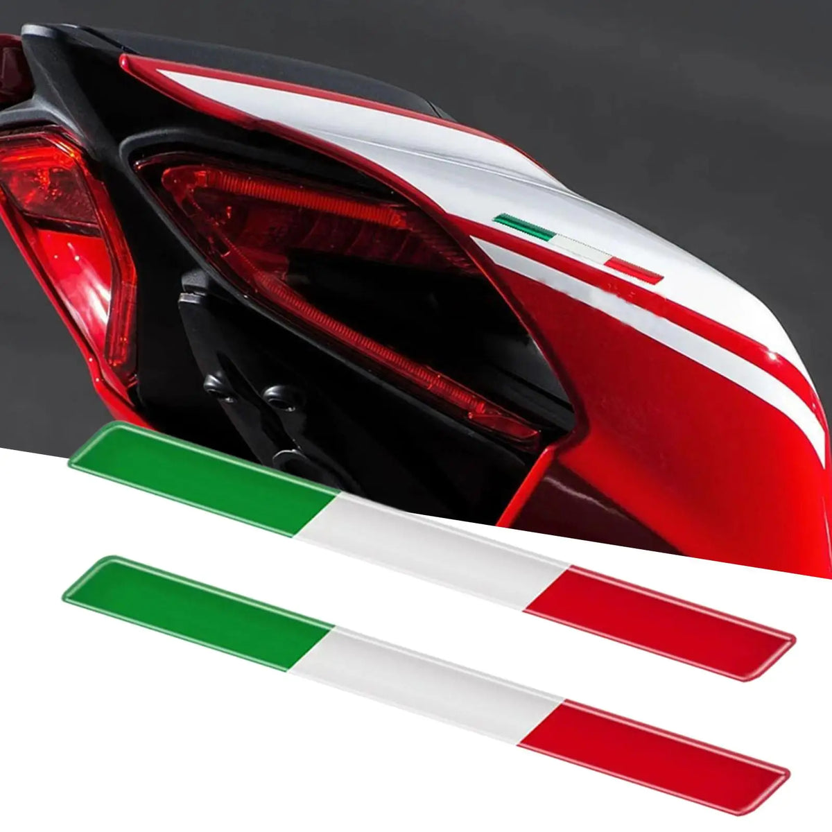 Italian Tricolor Flag 3D Epoxy Stickers – 2-Pack Car & Moto Epoxy Flag Decal Axl