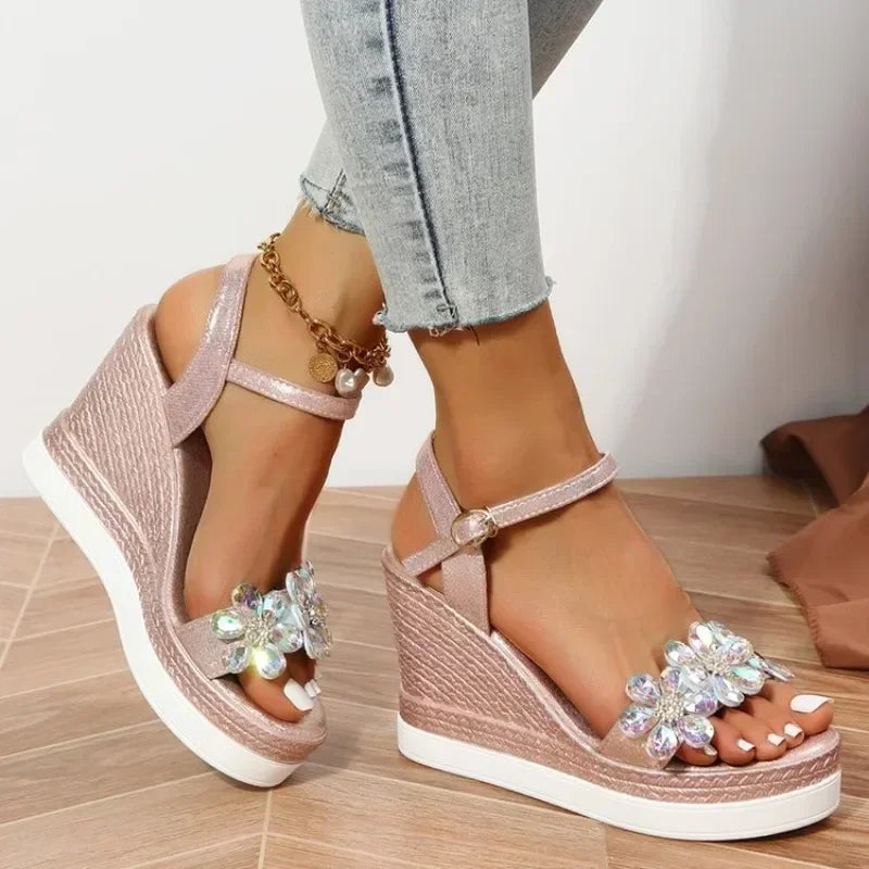 Women's Wedge Platform Sandals – Chunky Ankle Strap Open Toe Wedge Platform Sandals Axl Pink 35
