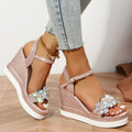 Women's Wedge Platform Sandals – Chunky Ankle Strap Open Toe Wedge Platform Sandals Axl Pink 35