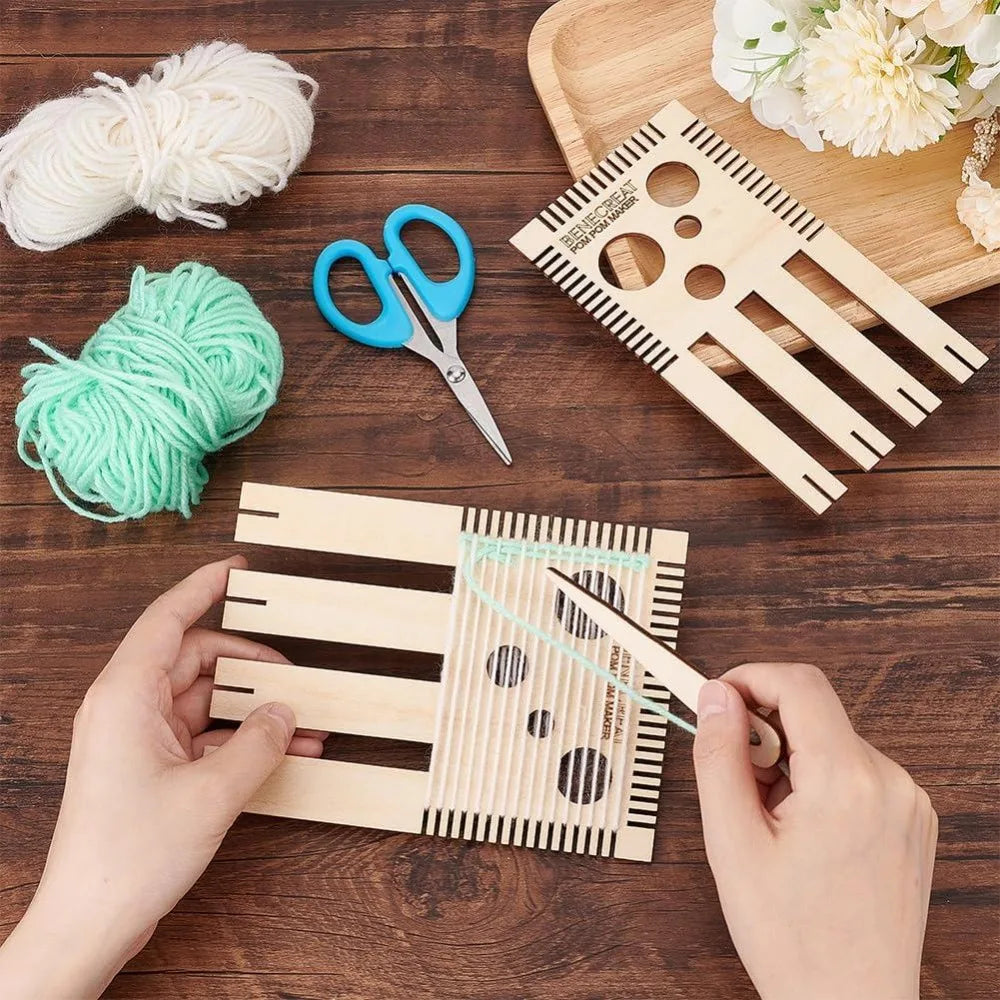 Wood Pom Pom Maker Loom Kit – 4 Sizes DIY Wool Craft Tool Pom Pom Maker Kit Axl