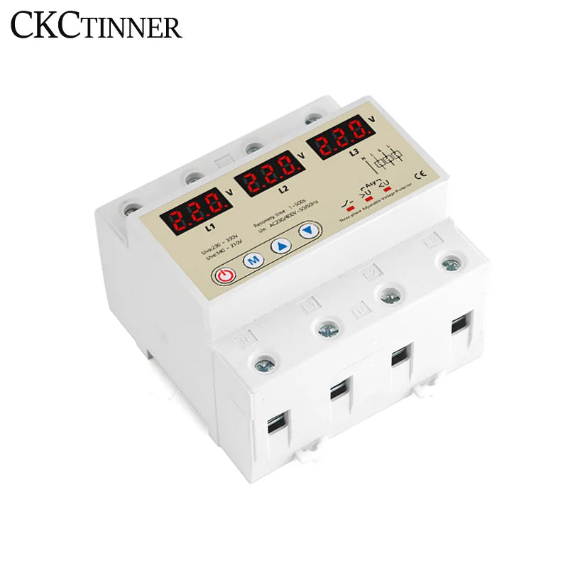 3-Phase Voltage Protector 63A 380V DIN Rail | Auto Recovery Voltage Protector Axl