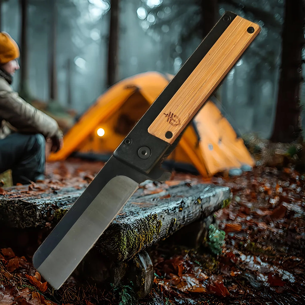 Folding Pocket Knife – 7Cr17MoV Blade & Wooden Handle EDC Folding Pocket Knife Axl
