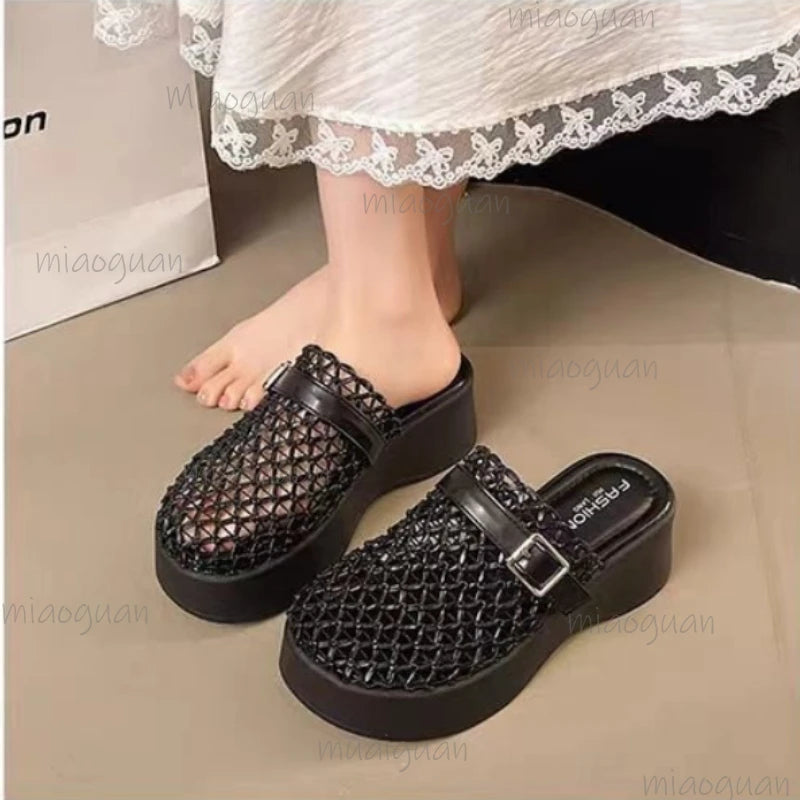 Women's Roman Platform Wedge Sandals – 6CM Mesh Slingback Heels Platform Wedge Sandals Axl