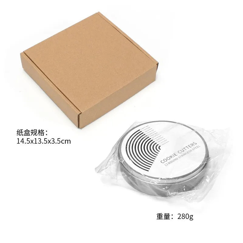 Stainless Steel Round Cookie Cutter Set – 11/12 Pc Baking Molds Cookie Cutter Set Axl 12pcs box Option7