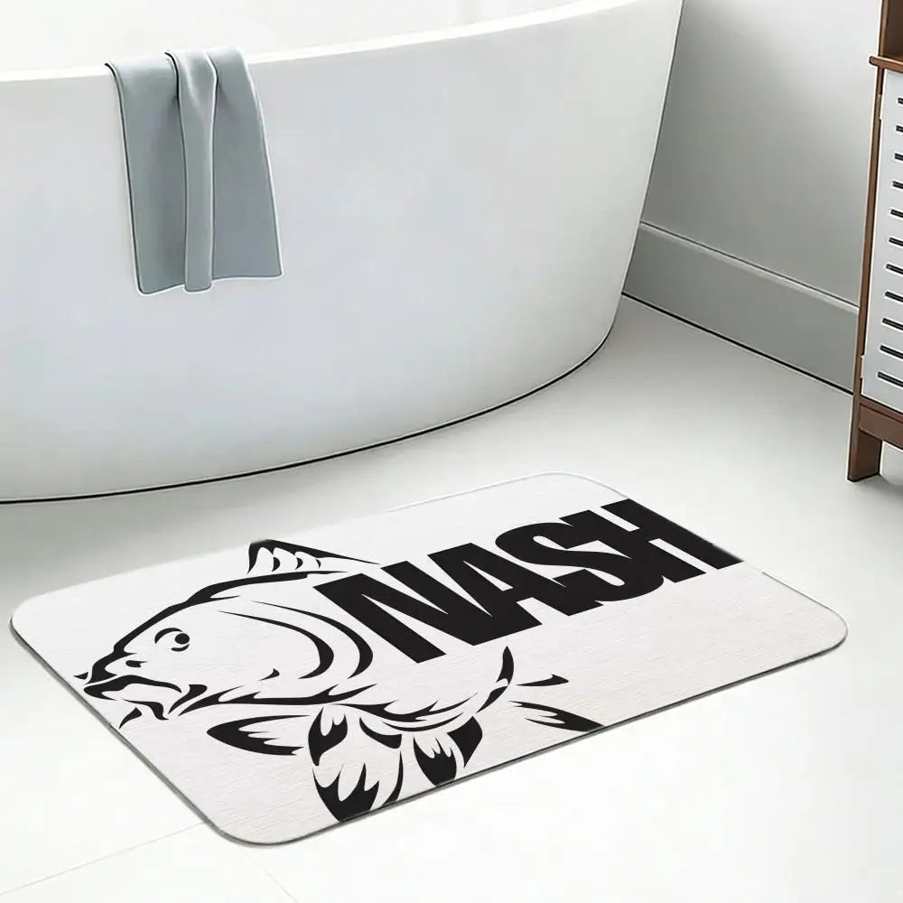 Fishing Logo Diatomite Bath Mat – Quick Dry & Anti-Slip Diatomite Bath Mat Axl