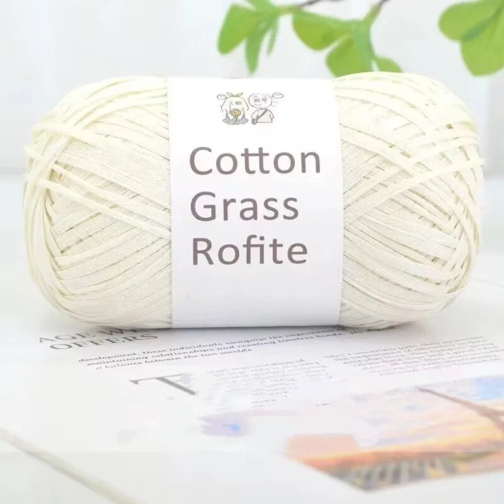102M Multicolor Raffia Yarn for Crochet, Knitting & DIY Crafts Craft Yarn Axl White