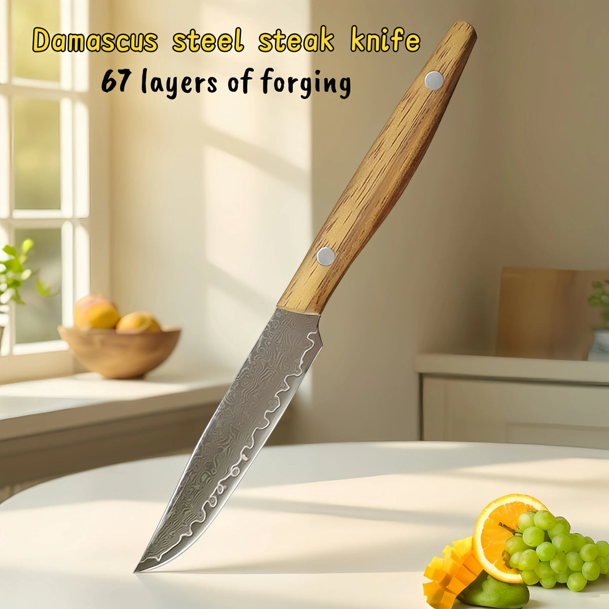4-Inch Damascus Steel Paring Knife with Wood Handle & Cover Damascus Paring Knife Axl