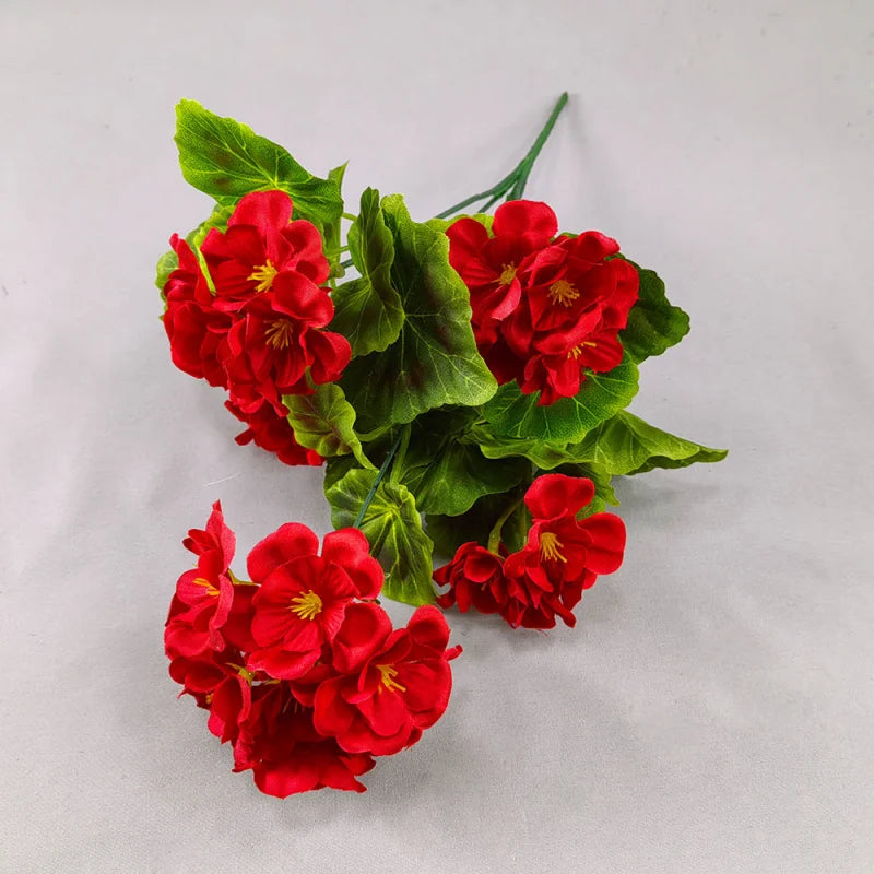 Artificial Begonia Flower Bouquet | 37cm Faux Floral Branch Artificial Flower Bouquet Axl