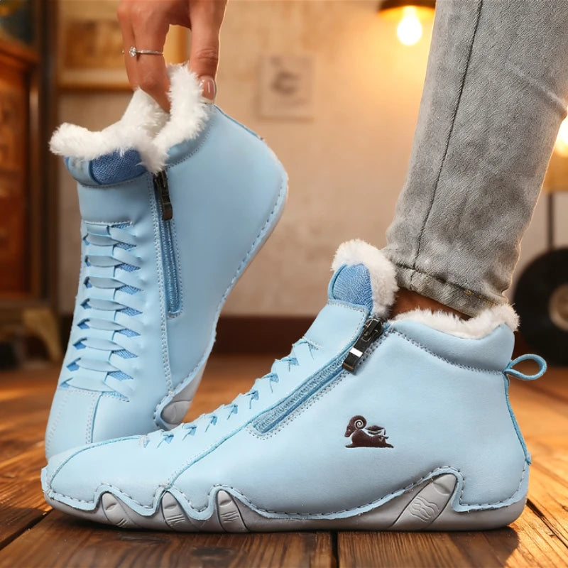 Women's Winter Fur Lined High-Top Sneakers | Side Zipper Winter High-Top Sneakers Axl 37 SKY BLUE