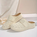 Women's Vintage Wedge Mule Sandals – Slip-On Faux Leather Wedge Mule Sandals Axl 41 Beige