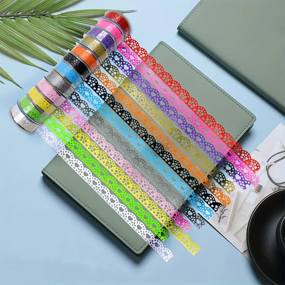 4-Roll Lace Decorative Tape Set – Self-Adhesive Geometric Pattern Decorative Craft Tape Axl