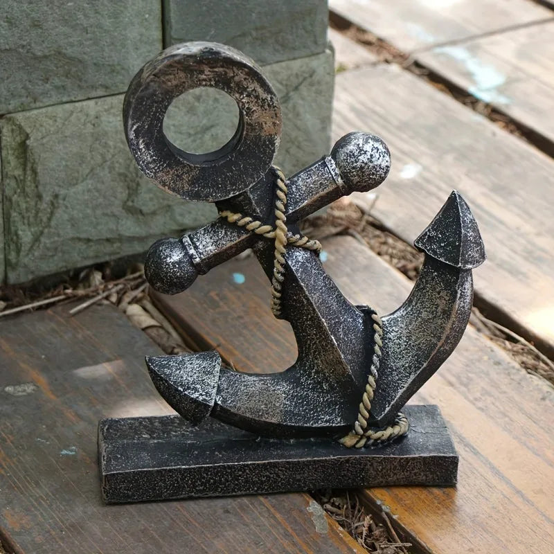 Retro Ship Anchor Resin Sculpture – Nautical Home Décor Resin Nautical Sculpture Axl