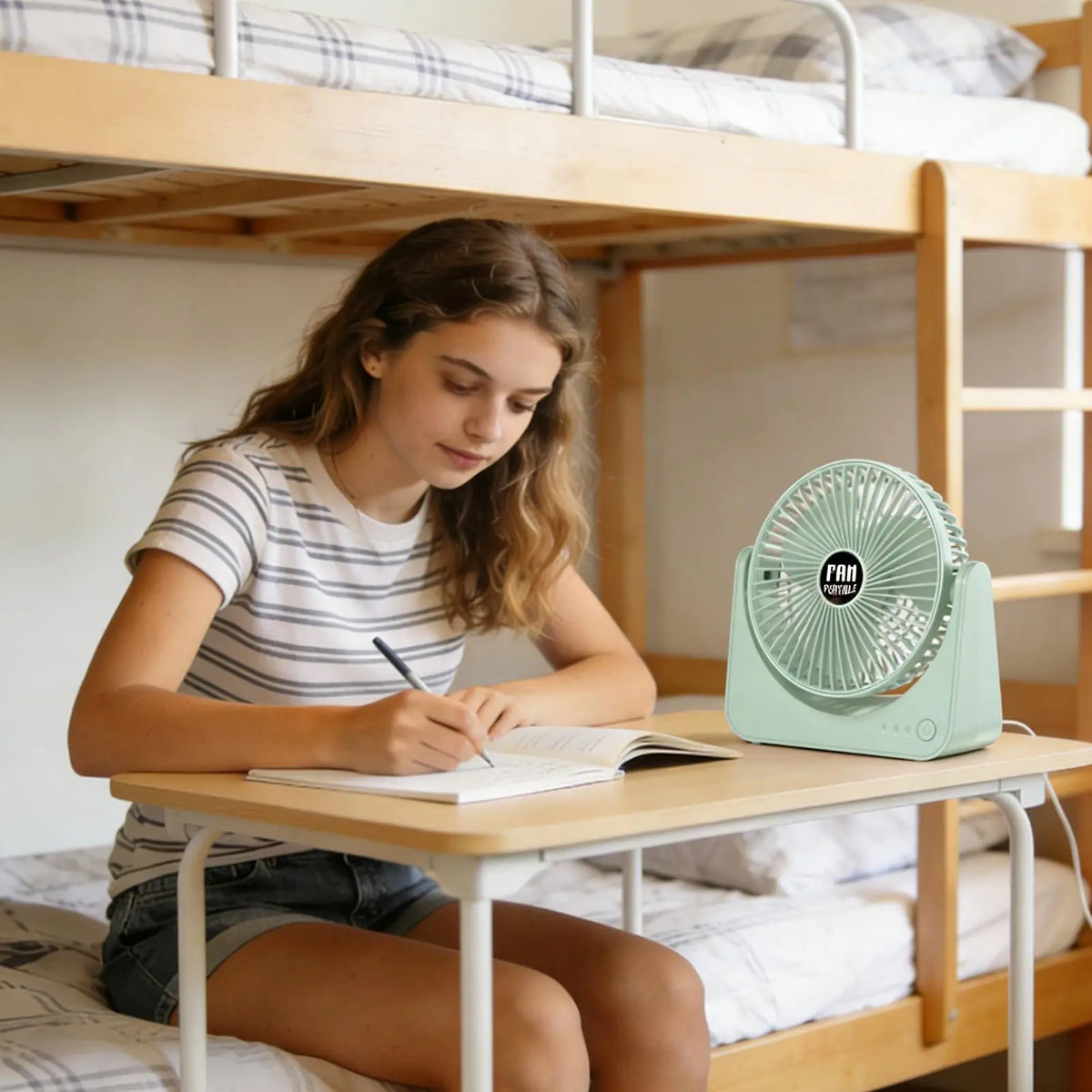Quiet Rechargeable Table Fan – 3-Speed Portable Desktop Fan Rechargeable Table Fan Axl