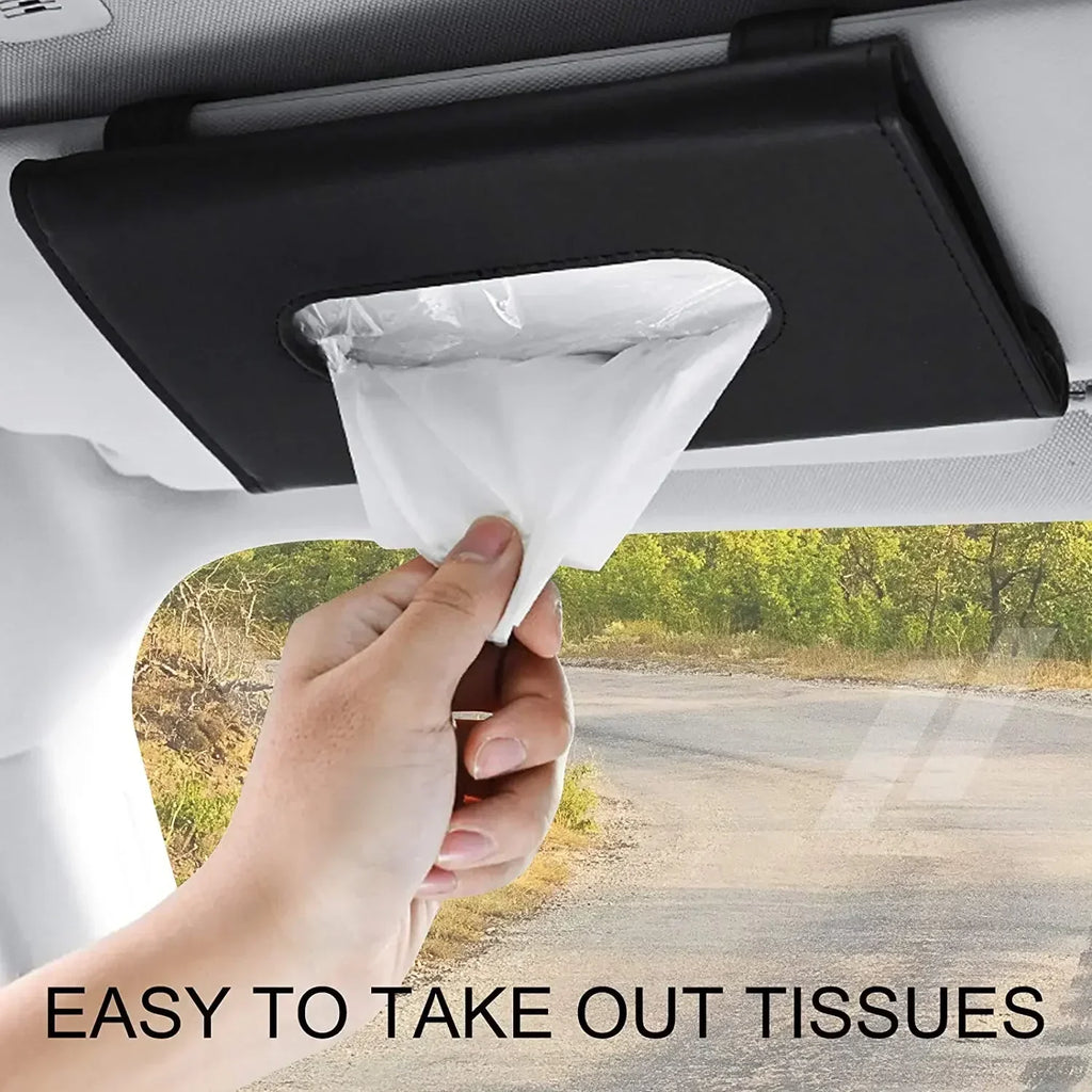 Car Sun Visor Tissue Holder – PU Leather Auto Organizer Car Interior Organizer Axl