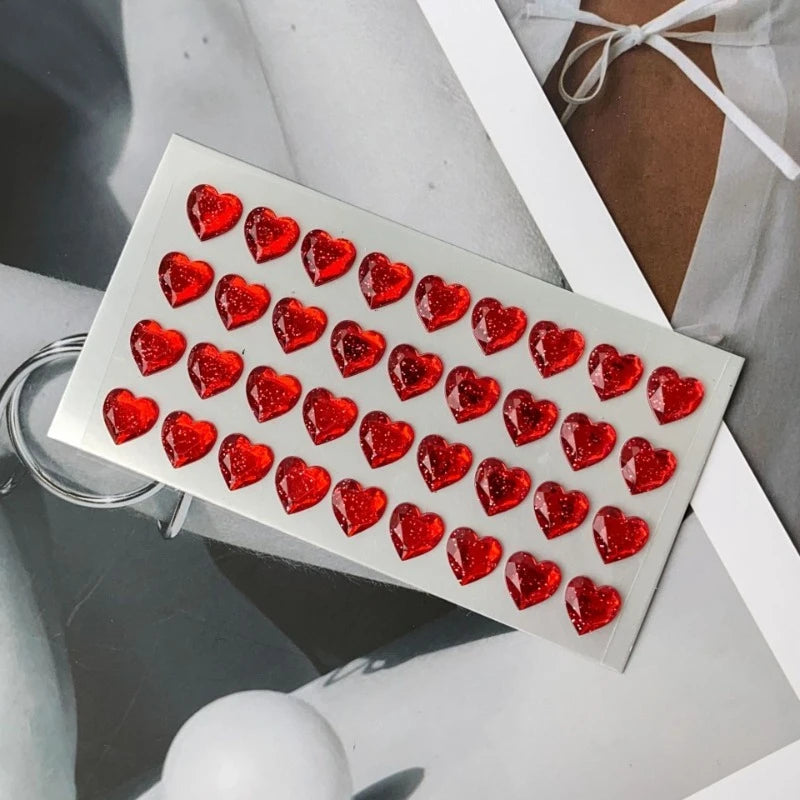 3D Heart Rhinestone Stickers – Self-Adhesive Crystal Gems 36pc Rhinestone Stickers Axl