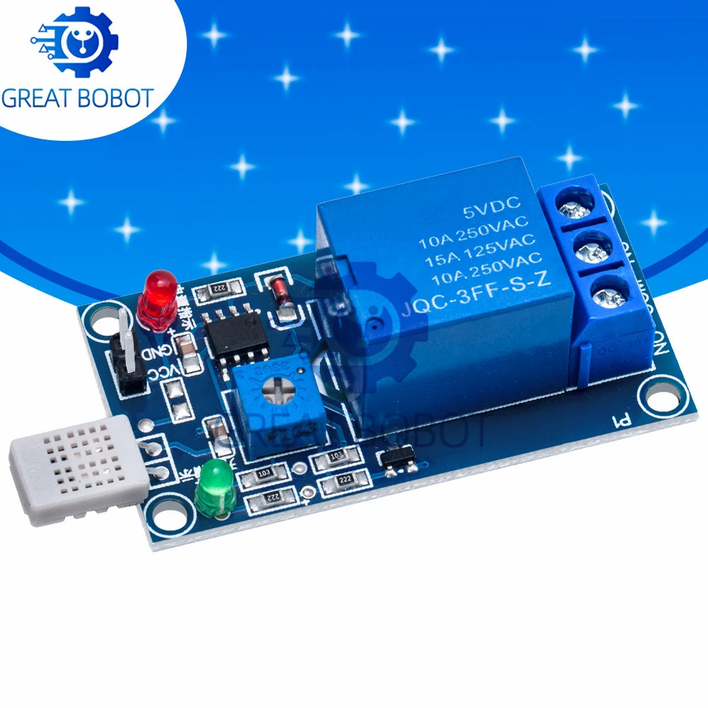 HR202 Humidity Sensor Relay Module DC 5V 12V 1-Channel Humidity Relay Module Axl