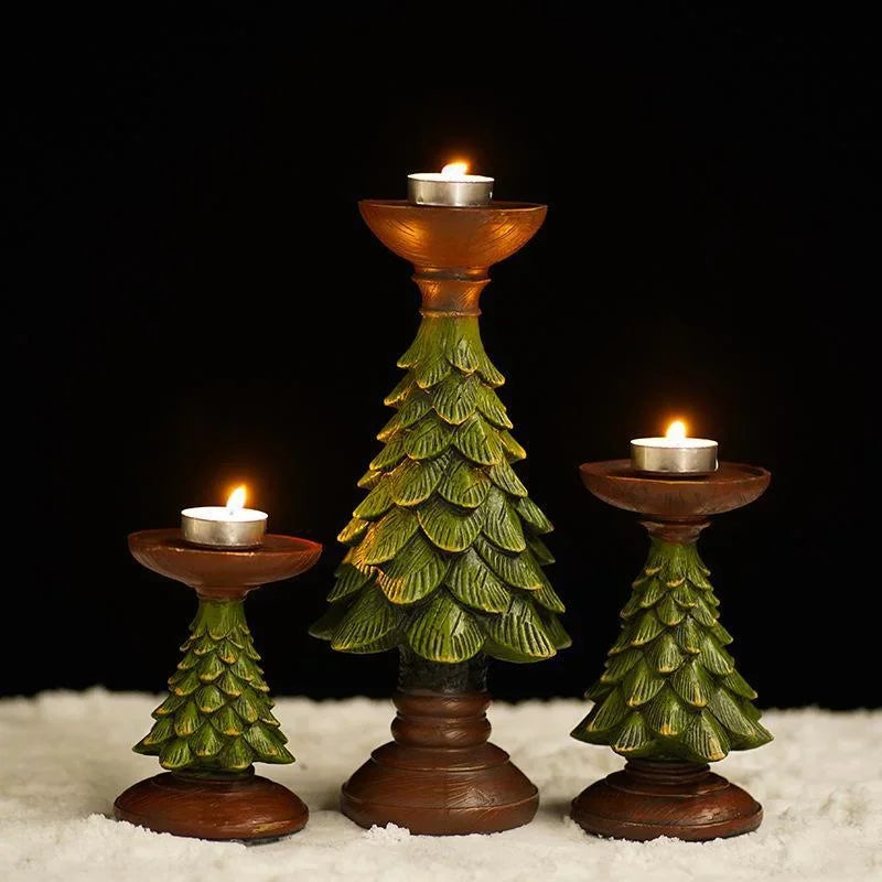 Christmas Tree Candle Holder – Resin Festive Candlestick Decor Candle Holder Axl