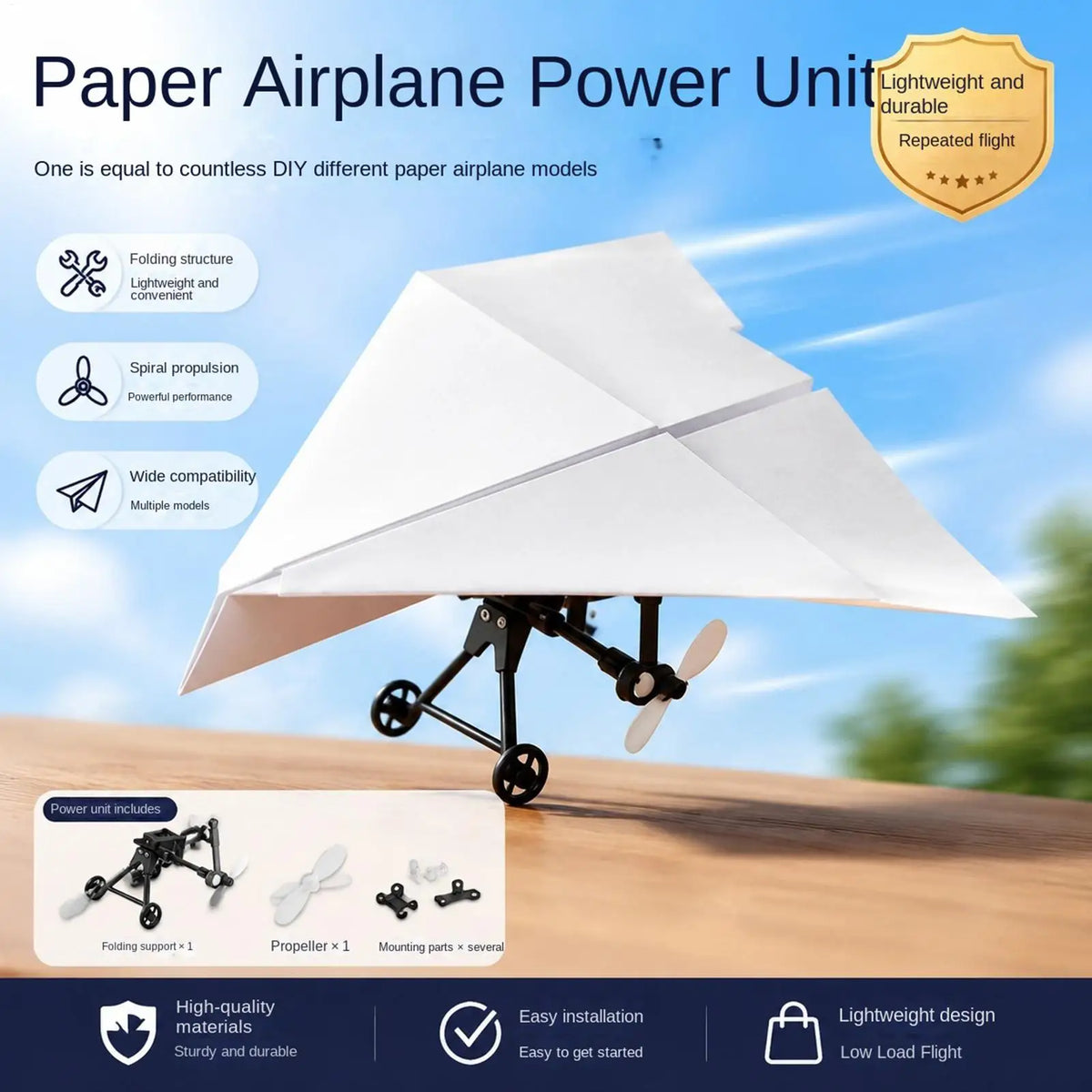 RC Paper Airplane Electric Power Kit – DIY Foldable Outdoor Toy RC Airplane Kit Axl